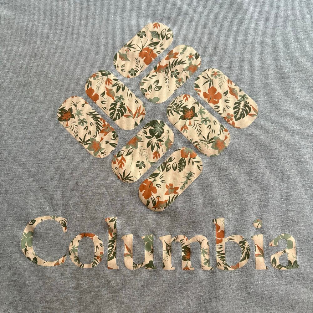 Columbia North Cascades Relaxed Tee Women’s XL Floral Emblem Gray